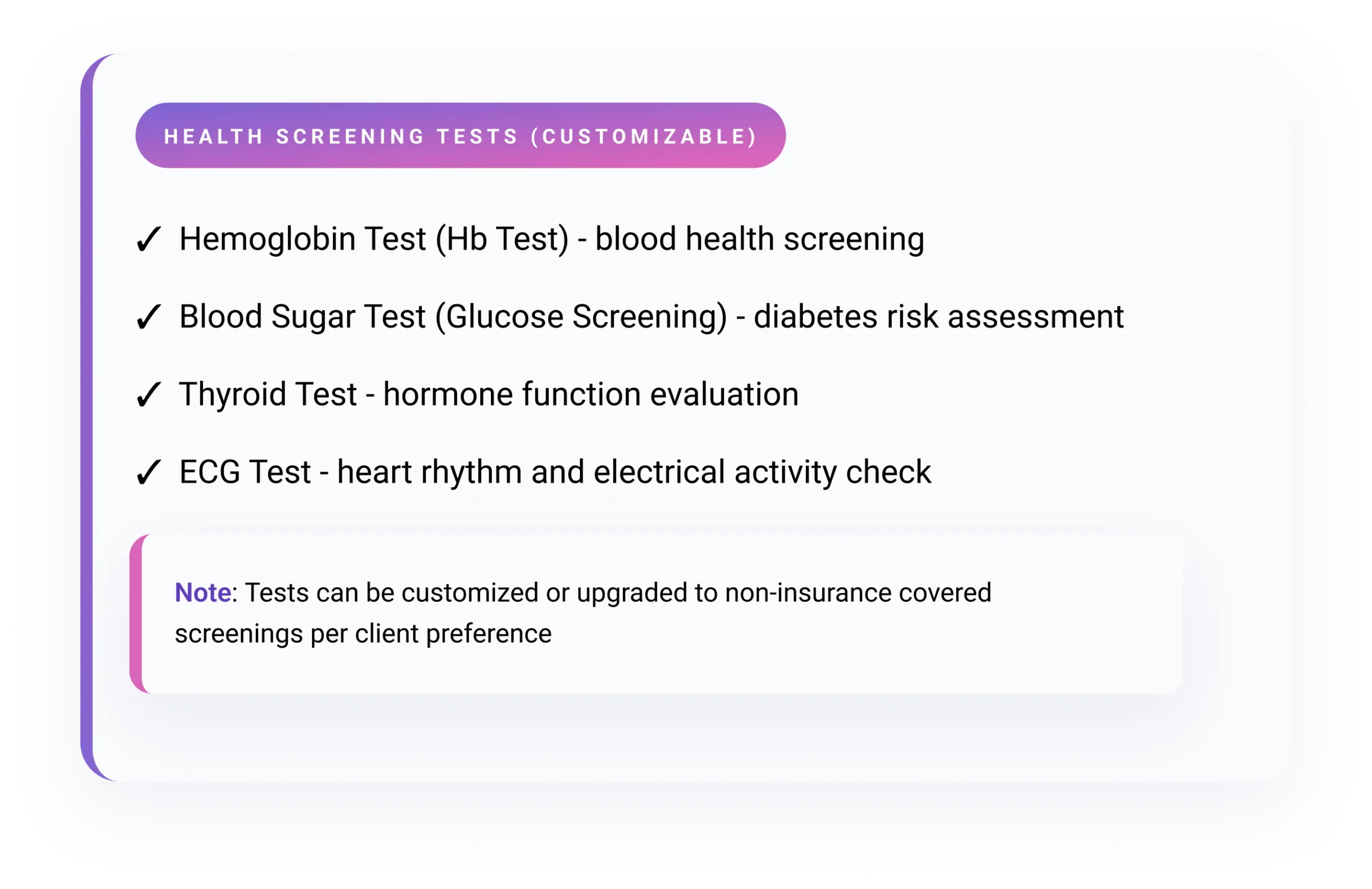 Health Screening Tests (Customizable)