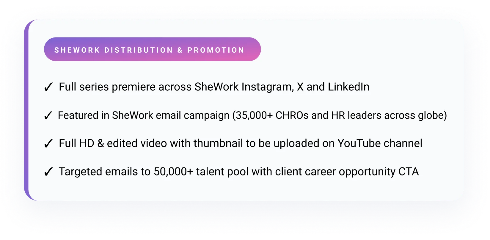 SheWork Distribution & Promotion
